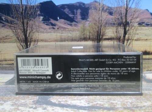 LTD EDIT MINICHAMPS 400 030089 - MINARDI COSWORTH SHOWCAR 2003 `J. VERSTAPPEN ` MINT IN DISPLAY CASE