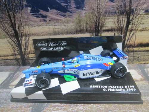 MINICHAMPS  430 990009 - 1999  BENETTON PLAYLIFE B199 ` G . FISICHELLA  ` MINT IN DISPLAY CASE