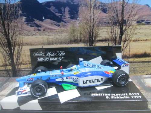 MINICHAMPS  430 990009 - 1999  BENETTON PLAYLIFE B199 ` G . FISICHELLA  ` MINT IN DISPLAY CASE