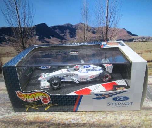 STUNNING HOT WHEELS  NO 24624  1999  STEWART  SF3  ` J . HERBERT  ` MINT -  BOXED WITH  DISPLAY CASE