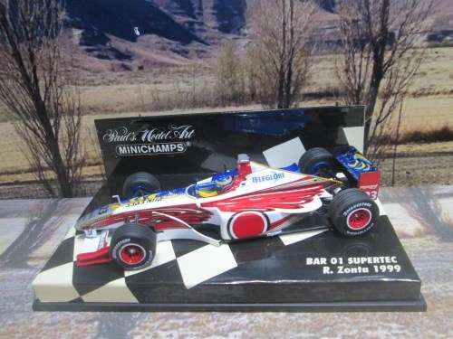 EXTREMELY RARE MINICHAMPS NO  430 990023 - 1999 BAR 01 SUPERTEC  `R. ZONTA  ` MINT IN DISPLAY CASE