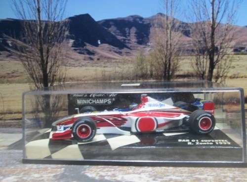 EXTREMELY RARE MINICHAMPS NO  430 990023 - 1999 BAR 01 SUPERTEC  `R. ZONTA  ` MINT IN DISPLAY CASE