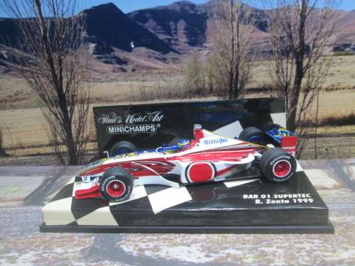 EXTREMELY RARE MINICHAMPS NO  430 990023 - 1999 BAR 01 SUPERTEC  `R. ZONTA  ` MINT IN DISPLAY CASE