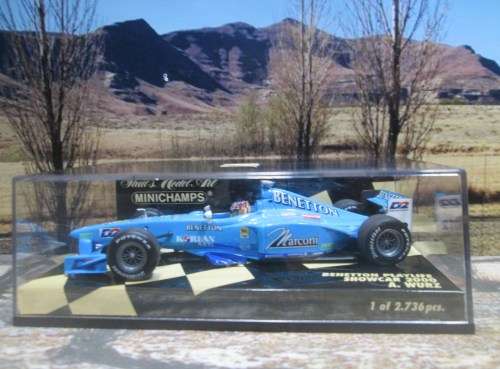 LTD EDIT MINICHAMPS NO 430 000082 - 2000 BENETTON PLAYLIFE SHOWCAR  `A . WURZ ` MINT IN DISPLAY CASE