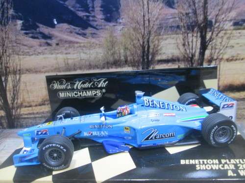 LTD EDIT MINICHAMPS NO 430 000082 - 2000 BENETTON PLAYLIFE SHOWCAR  `A . WURZ ` MINT IN DISPLAY CASE