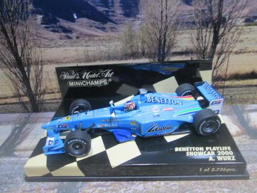 LTD EDIT MINICHAMPS NO 430 000082 - 2000 BENETTON PLAYLIFE SHOWCAR  `A . WURZ ` MINT IN DISPLAY CASE