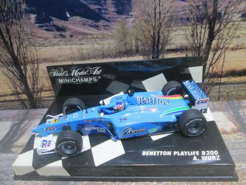 STUNNING MINICHAMPS NO 430 000012 - 2000 BENETTON PLAYLIFE  B200  `A . WURZ ` MINT IN DISPLAY CASE