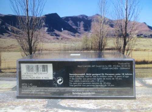 STUNNING MINICHAMPS NO 430 000012 - 2000 BENETTON PLAYLIFE  B200  `A . WURZ ` MINT IN DISPLAY CASE