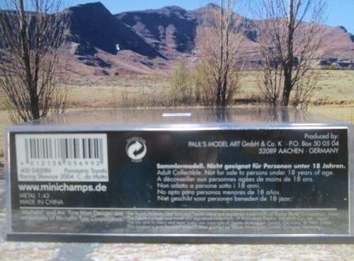 LTD EDIT MINICHAMPS  400 040086 - 2004  PANASONIC TOYOTA RACING ` C DA  MATTA ` MINT IN DISPLAY CASE