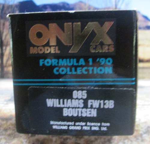 STUNNING ONYX  085  -  1990  WILLIAMS RENAULT FW13B   ` T.  BOUTSEN ``  MINT IN DISPLAY CASE AND BOX