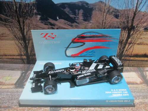 RARE MINICHAMPS  518 034399 - 2004   B- A- R HONDA CONCEPT CAR  ` TAKUMA SATO ` MINT IN DISPLAY CASE