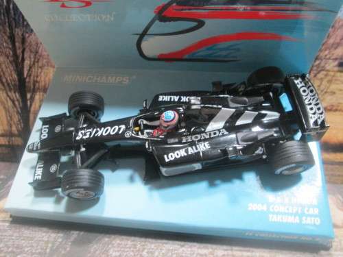 RARE MINICHAMPS  518 034399 - 2004   B- A- R HONDA CONCEPT CAR  ` TAKUMA SATO ` MINT IN DISPLAY CASE