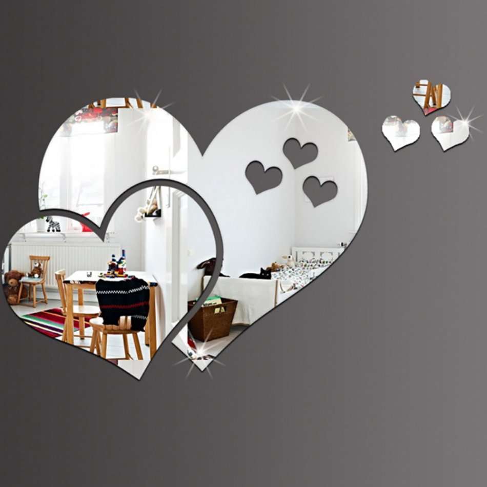 Mirror Wall Stickers Love Heart