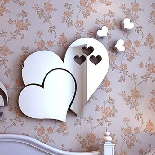 Mirror Wall Stickers Love Heart