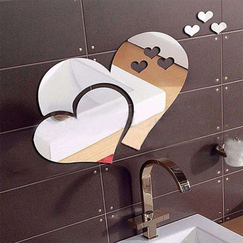 Mirror Wall Stickers Love Heart