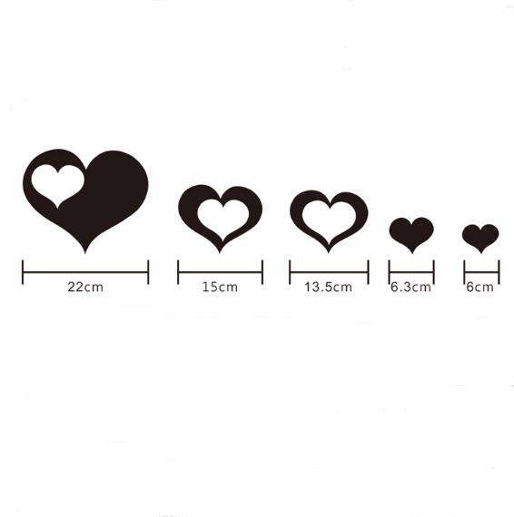 Mirror Wall Stickers Love Heart 16 Piece