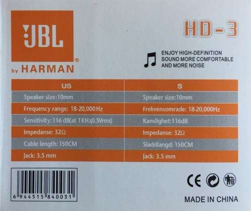 JBL - HD 3 Sports Earphones