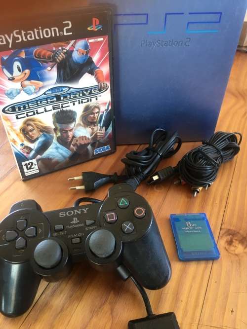 Sony Playstation 2 (Aqua Blue Phat) + Wired Controller + Memory Card & Game - FREE SHIPPING!!!