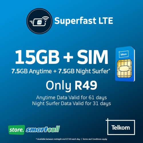 SIM Only + 15GB Telkom Data Bundle