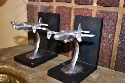 Black And silver airplane Ornament Set (x2)