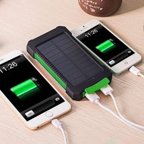 Waterproof 4000 mAh Dual USB Solar Charger/ Power Bank with LED Light Blue - *Free shipping