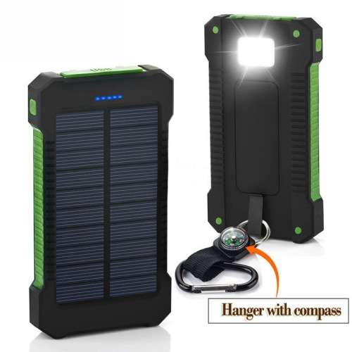 Waterproof 4000 mAh Dual USB Solar Charger/ Power Bank with LED Light Blue - *Free shipping