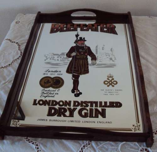 Unusual Beefeater Dry Gin mirror which is also a tray, great to display and useful - vintage VGC