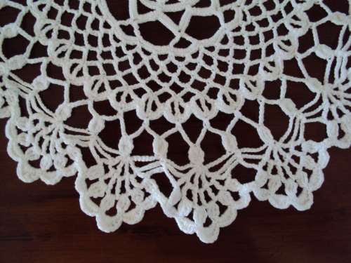 2 White hand crochet doilies 36cm diam each - made in a thicker cotton