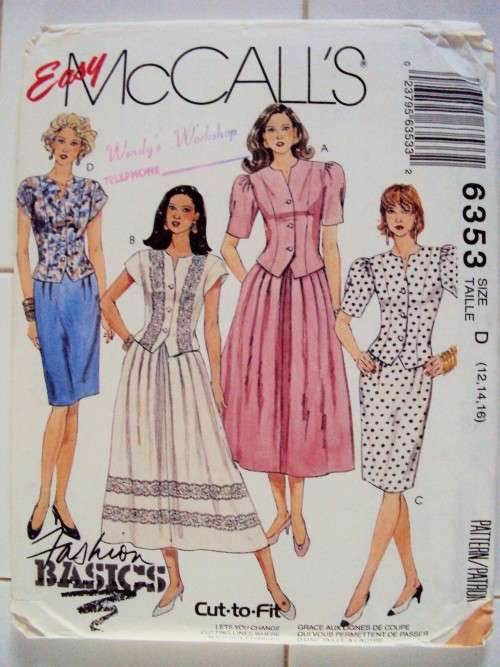 Easy McCall 6353 (size 12-16) Ladies tops and skirts -  uncut sewing pattern