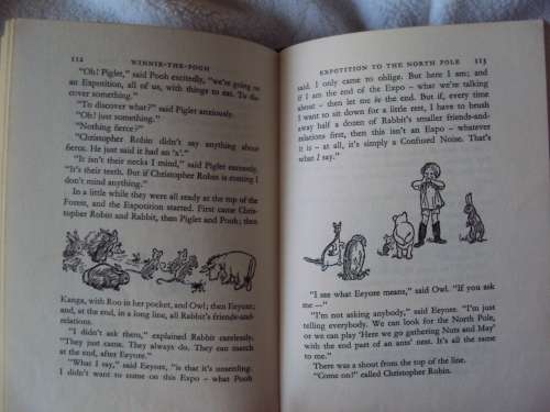 Winnie the Pooh collector book A.A. Milne 1970 reprint, blue cover gold letters & Pooh Bear plush