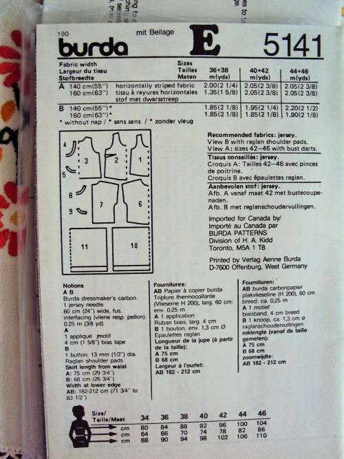 BURDA 5141 Super Easy Maternity with bust darts Size: 42-46 ***UNCUT  ***UNCUT, factory folded