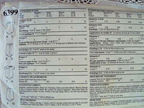 NEW LOOK 6399 Especially for Baby 8 Little Playsuits Size NB, S, M, L - Complete & checked 30 pcs