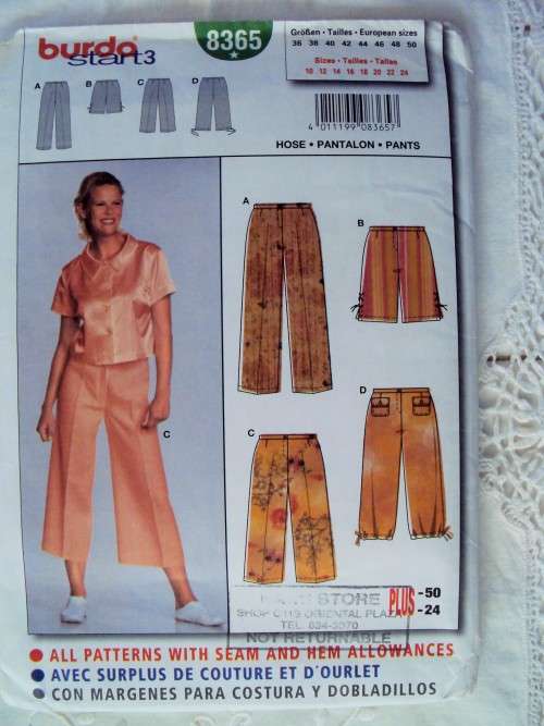 BURDA 8365 Ladies Pants & shorts various lengths Size 10-24  **COMPLETE, checked, good