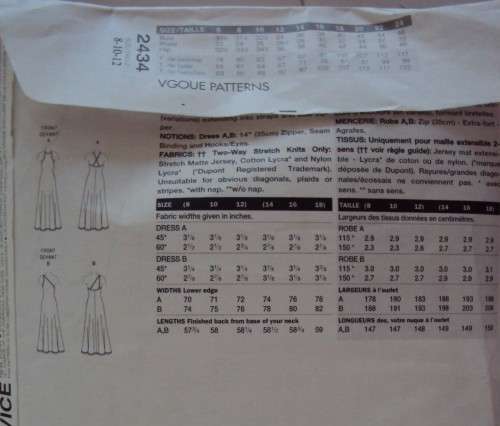 VOGUE 2434 American Designer MICHAEL KORS Close fit Dress Size 8-12  **Complete see description