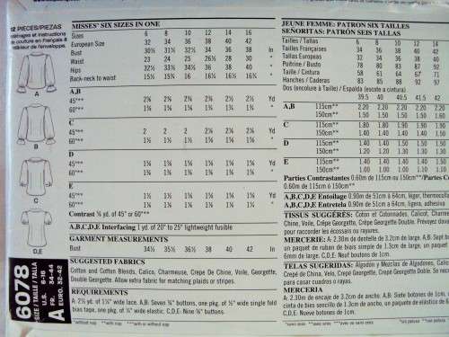 Prettiest blouses New Look 6078 Size 32-42  **UNCUT & unused VGC