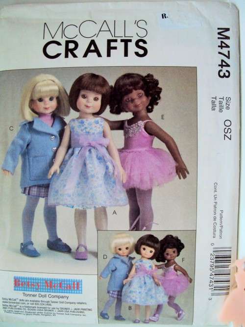 McCall's Crafts 4743 Betsy McCall Clothes 8" and 14" DOLLS  ***UNCUT, factory folded VGC