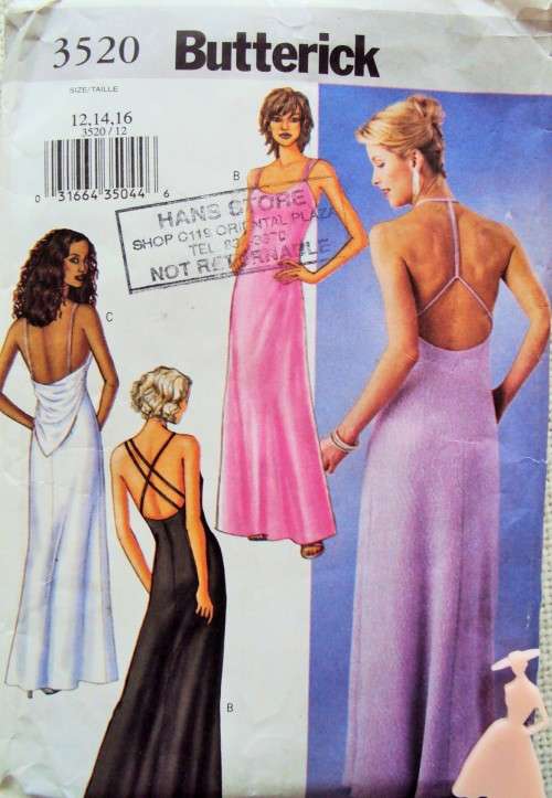 Butterick 3520 Evening Dress with back variation Size 12-14-16 **Complete chkd Good Cond