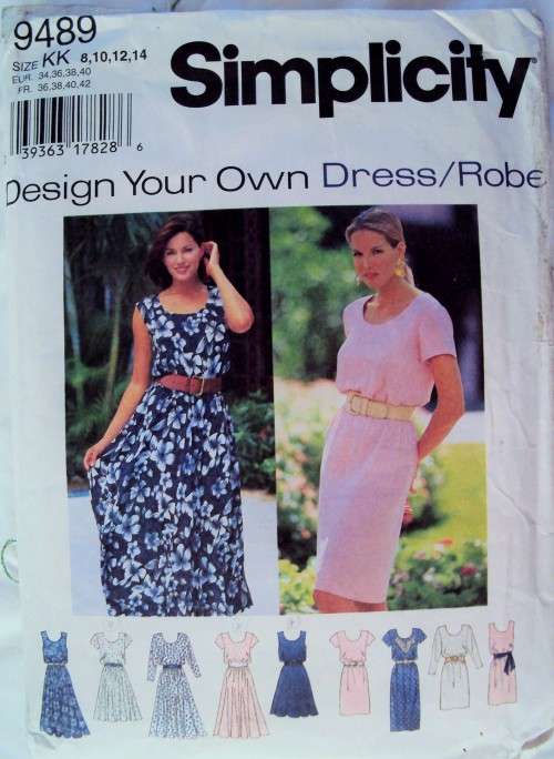 90's VINTAGE Simplicity 9489 Design Your Own Dress Size 8-14 ***COMPLETE