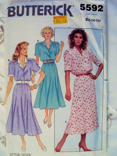 Butterick 5592 Dress SIZE 12-14-16 VINTAGE 80's ***UNCUT factory folded  VGC