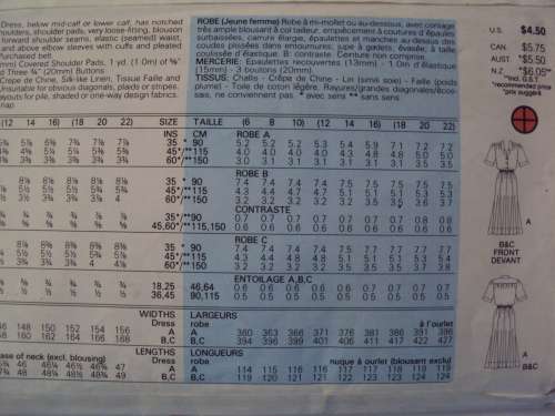 Butterick 5592 Dress SIZE 12-14-16 VINTAGE 80's ***UNCUT factory folded  VGC