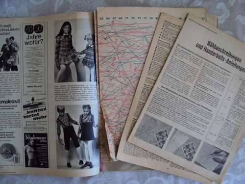 Vintage BURDA November 1969 with pattern inserts  Bottom spine has wear