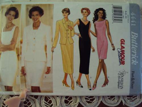 EASY Butterick 4441 Jacket & Dress diff lengths Sizes 6-8-10 **Complete & checked 90's vintage