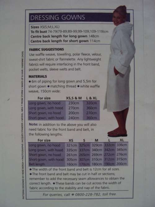 Women's Value Classics DRESSING GOWNS Sizes XS,S,M,L,XL strong trace off pattern