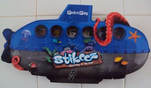 Complete Collection of Stikeez Creatures of the Deep in submarine - Corner of submarine has fold lin