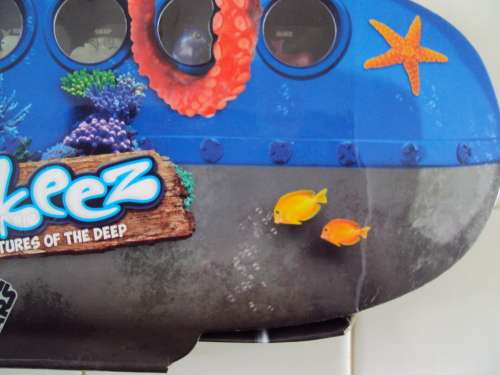 Complete Collection of Stikeez Creatures of the Deep in submarine - Corner of submarine has fold lin