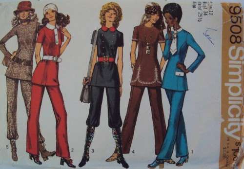 Princess seam Tunic & pants Simplicity 9508 Size 12 ( 34") ***Complete & checked - 70's Vint