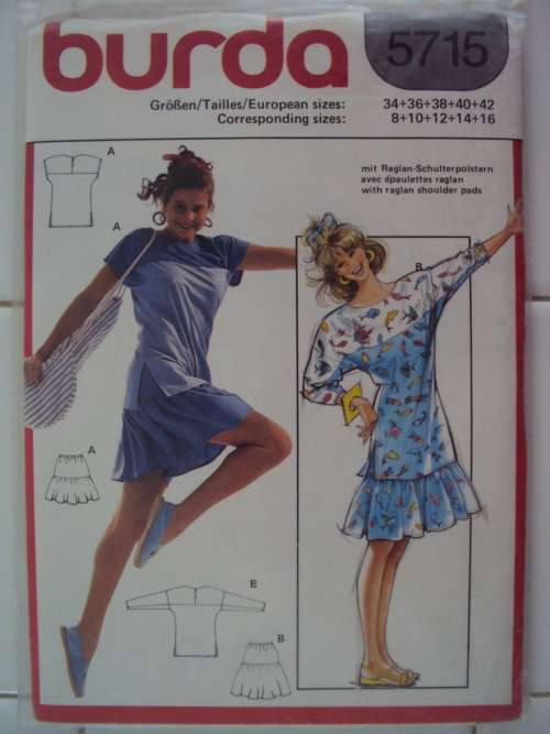Top and skirt Burda 5715 Size 34-42 **Uncut, still sealed
