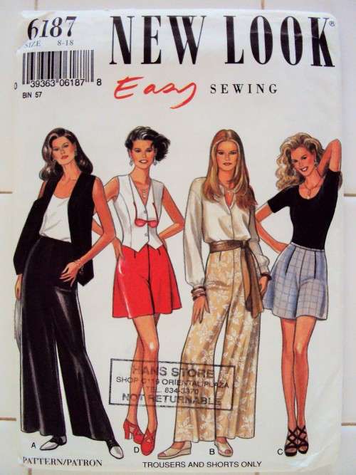 EASY Slacks & shorts with darts NEW LOOK 6187 Size 8-18 **Complete & checked