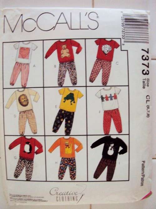Kids unisex Sweatshirt, T-shirt & pull on pants McCall's 7373 Size: 6, 7, 8 years ***UNCUT