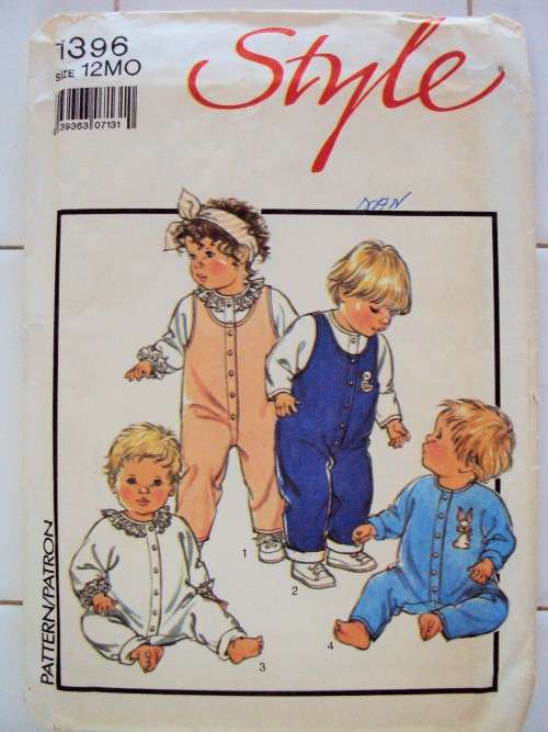 Baby's button-front Rompers or Blouse & Dungarees Size: 12 months ***Complete & checked 80's vintage